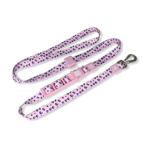 20mm Patterned Hands Free Dog Leash Pink Leopard