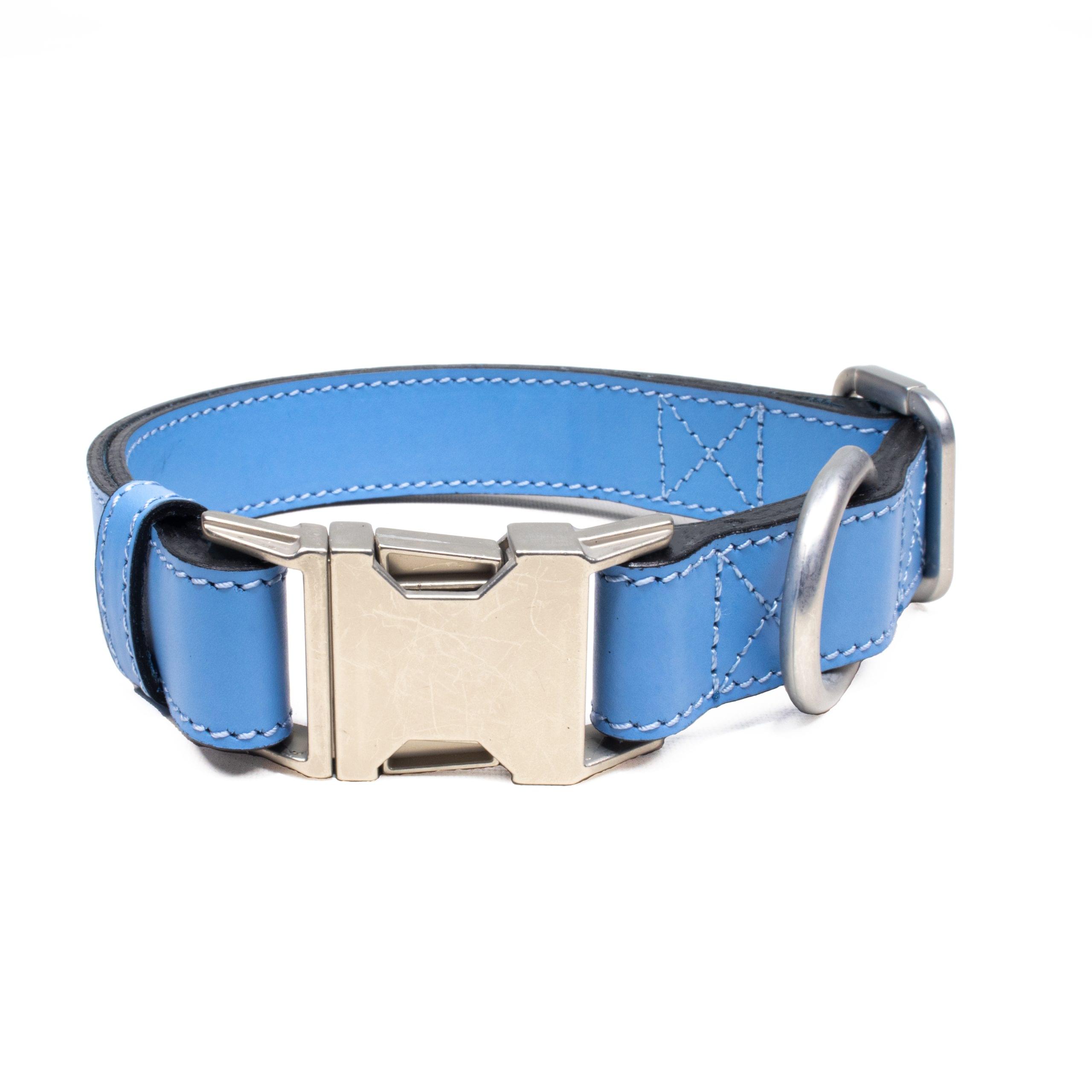 Blue Leather Dog Collar
