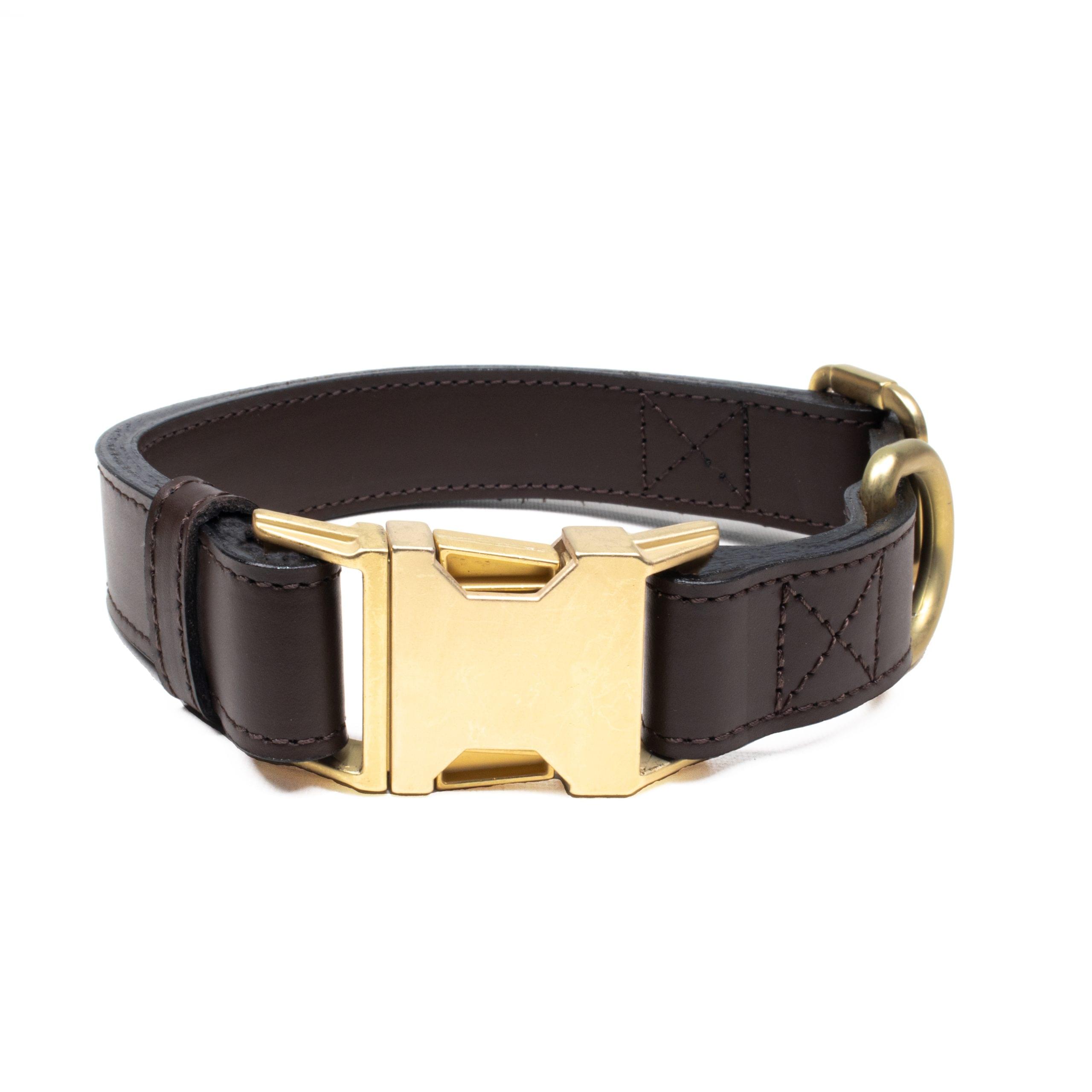 Dark Brown Leather Dog Collar