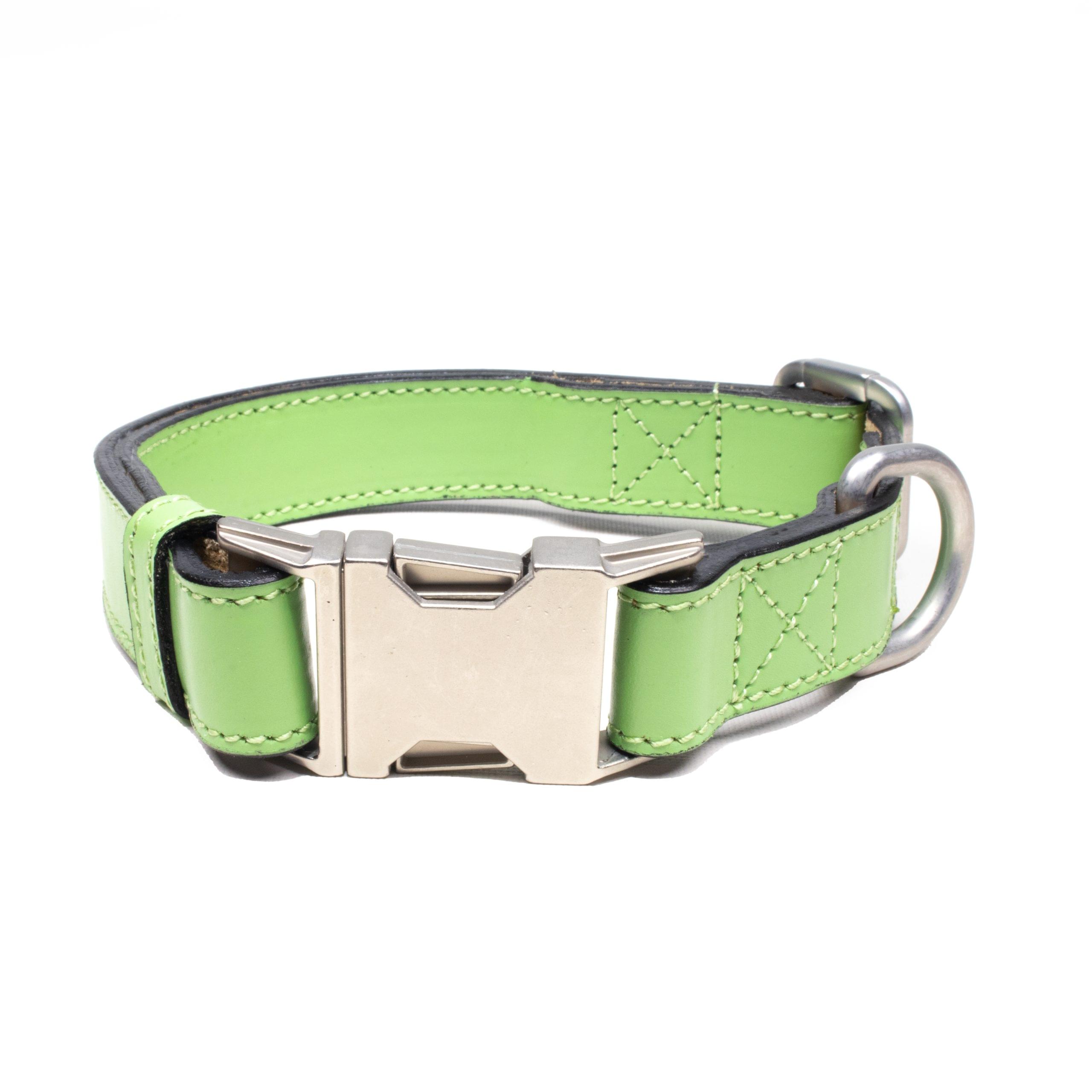 Green Leather Dog Collar