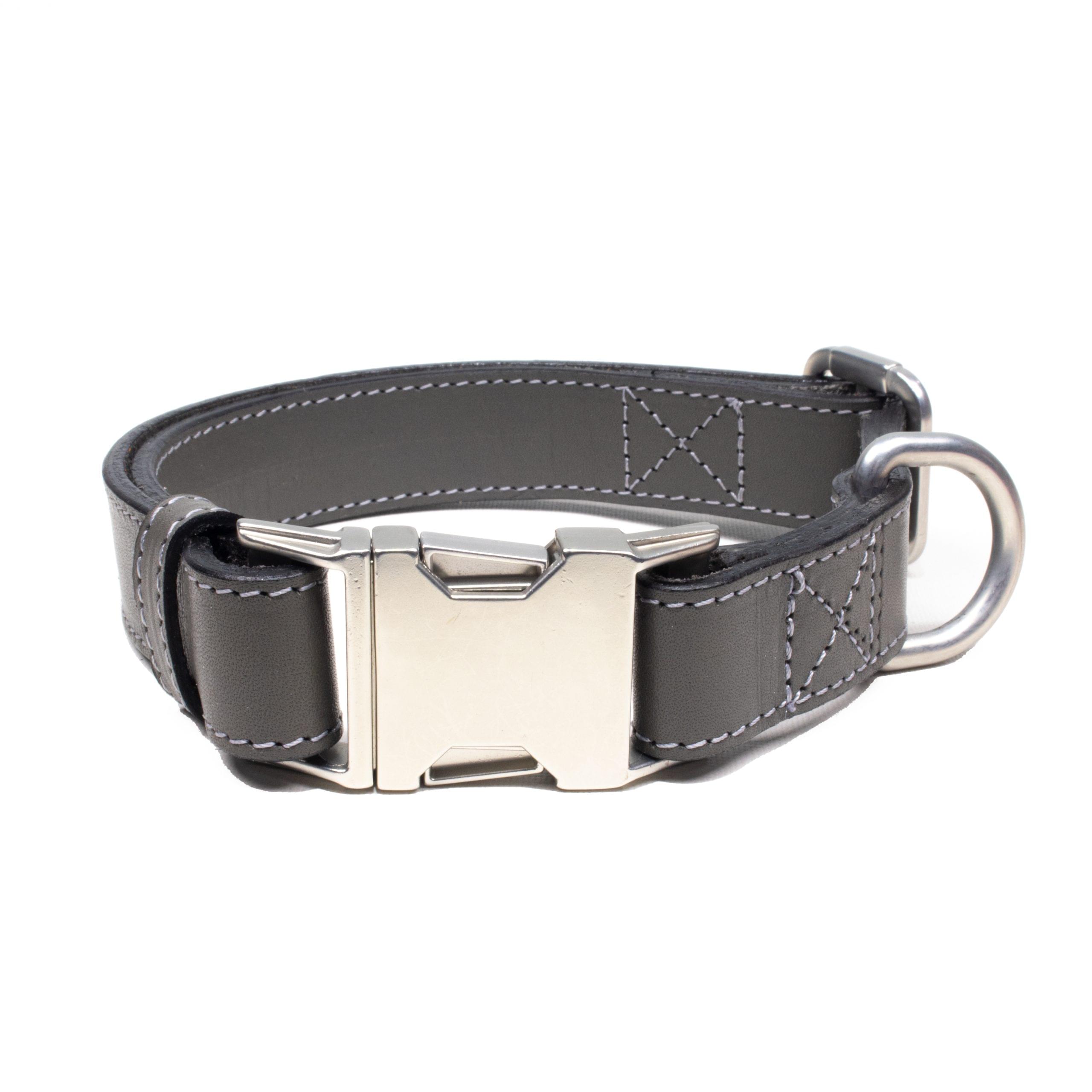 Leather Dog Collar Grey