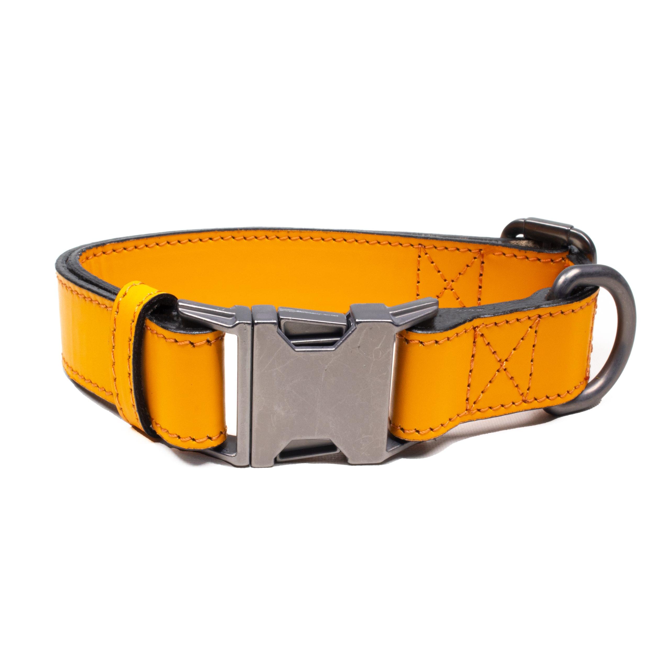 Orange Leather Dog Collar